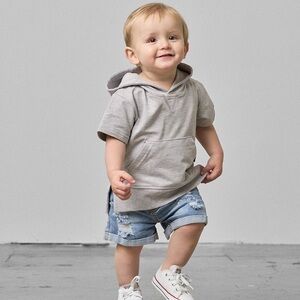 Little Bipsy Steel Blue Short Sleeve Hooded Top Size 2/3T